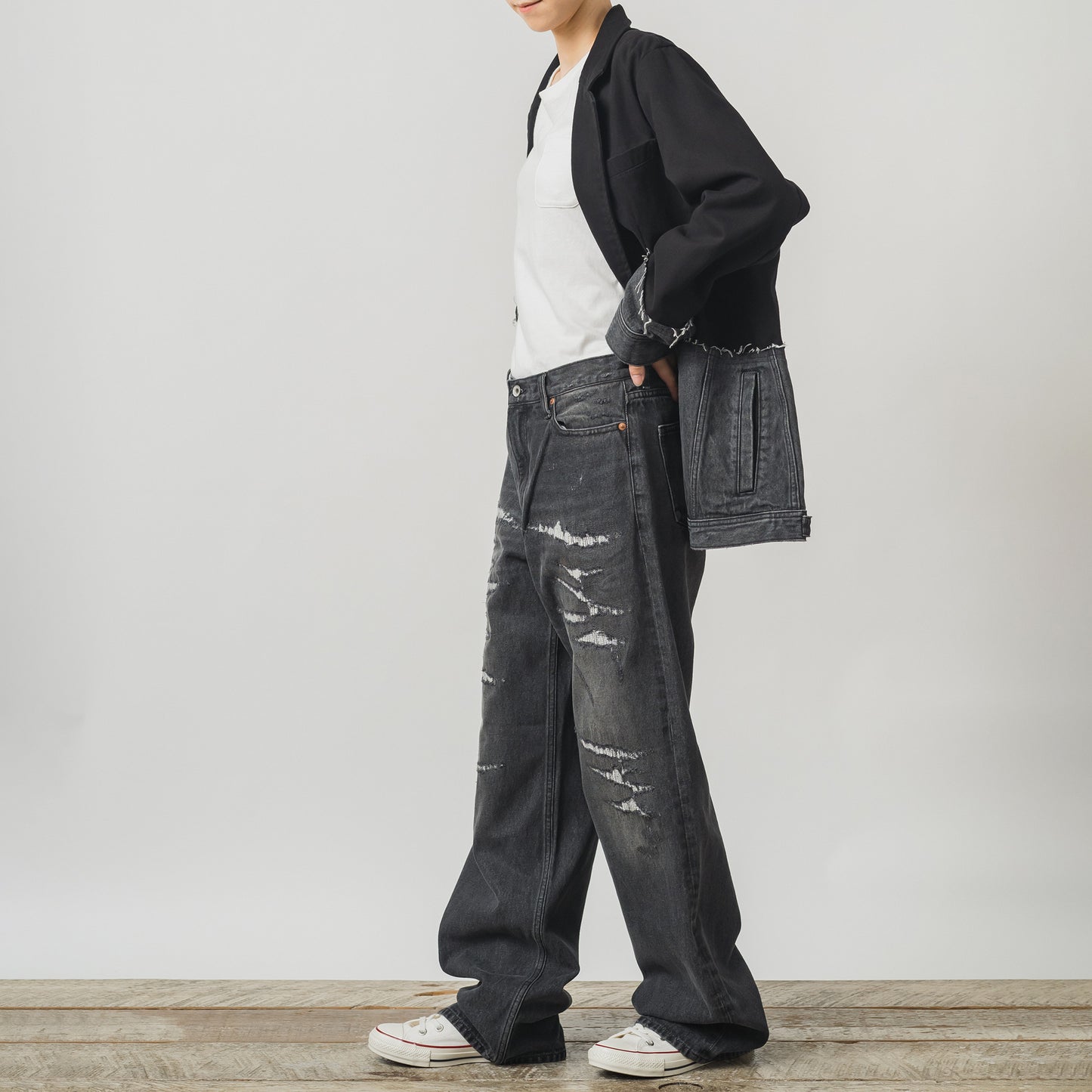 Boyfriend Crash Repair Denim Pants (61237)