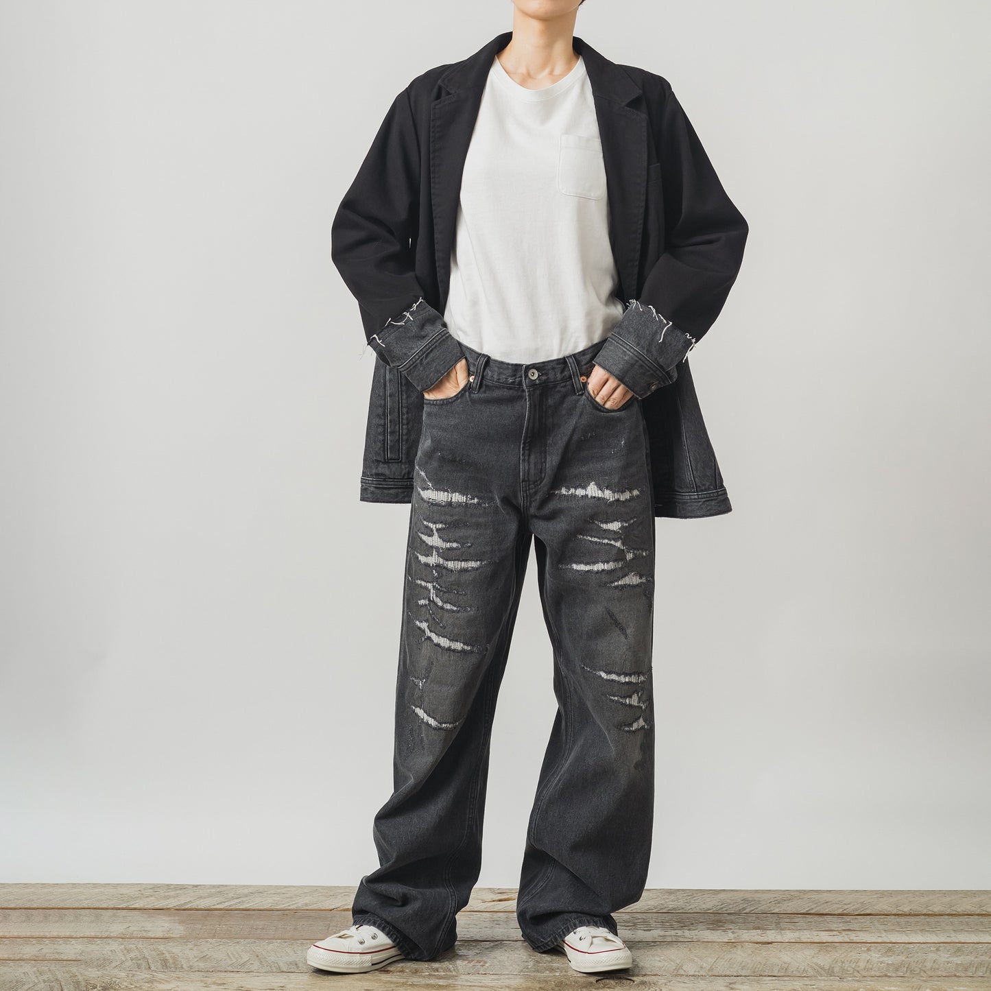 Boyfriend Crash Repair Denim Pants (61237)