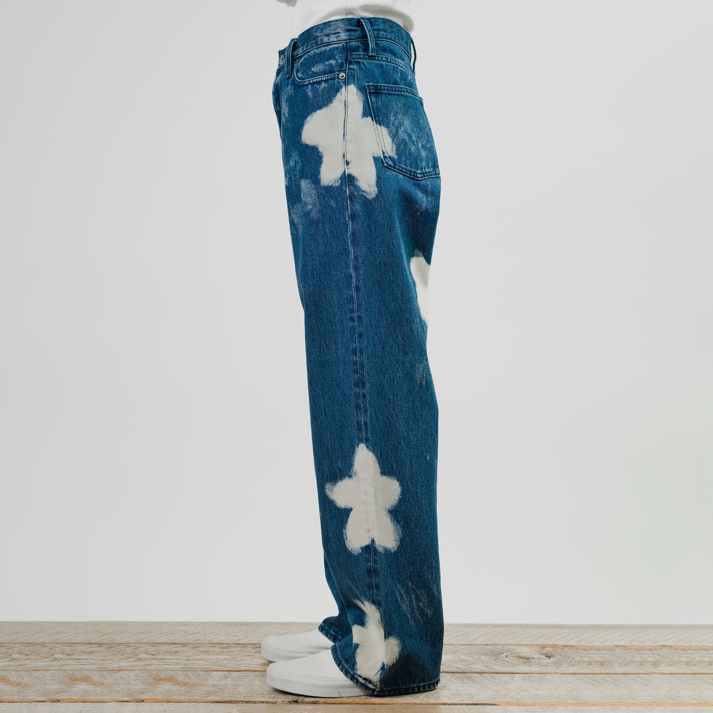 Flower Bleached Denim Pants (61281)